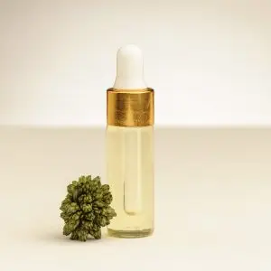 Abessijnse olie flesje 4 ml met lichte, niet-vette textuur.